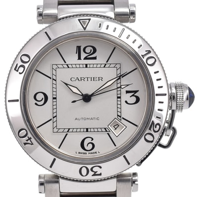 カルティエ CARTIER W31080M7 パシャ シータイマー デイト シルバー 自動巻き メンズ 美品 腕時計 J#150099