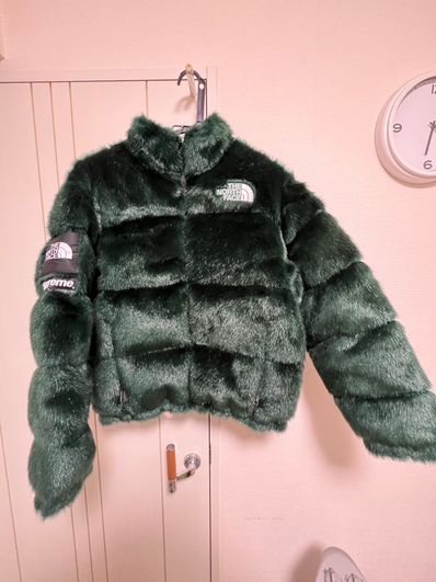 Supreme x The North Face Faux Fur Nuptse Jacket "Green"