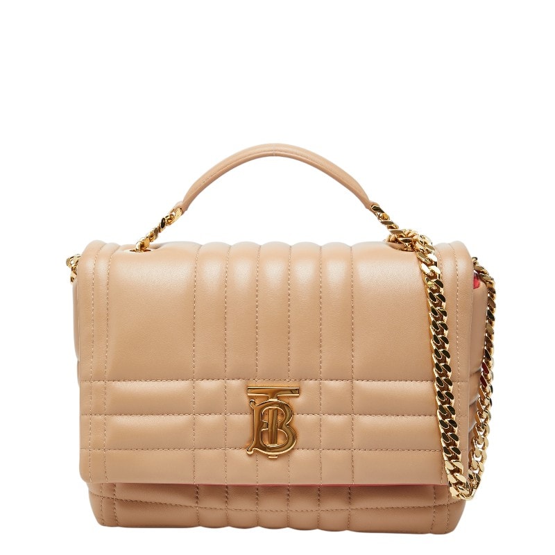 バーバリー ローラ サッチェル ハンドバッグ チェーン ショルダーバッグ ベージュ レザー レディース BURBERRY 【中古】