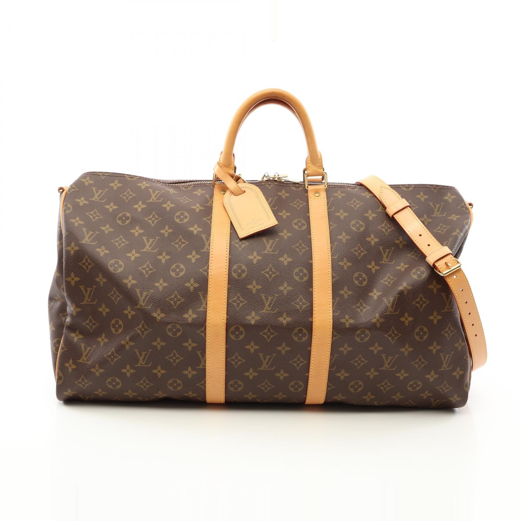 ルイ・ヴィトン LOUIS VUITTON キーポル バンドリエール55 2WAY ボストンバッグ バッグ PVCコーティングキャンバス レザー モノグラム メンズ レディース ブラウン系 M41414 【中古】
