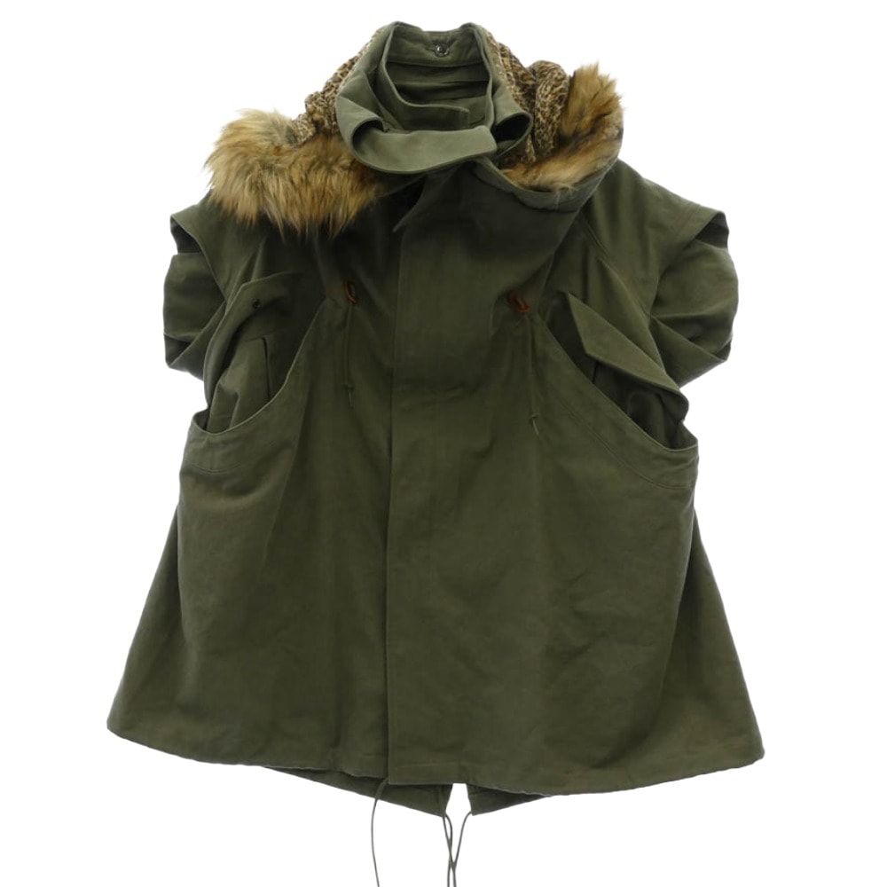 JUNYA WATANABE COMME des GARCONS ジュンヤワタナベコムデギャルソン コート 17aw JT-C005 レオパードファー  モッズコート モスグリーン系 M【中古】