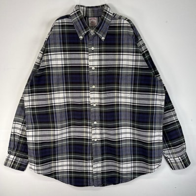 古着 80's/80年代 ヴィンテージ ブルックスブラザーズ Brooks Brothers 長袖シャツ チェック USA製 ボタンダウン L グリーン系 マルチカラー メンズ