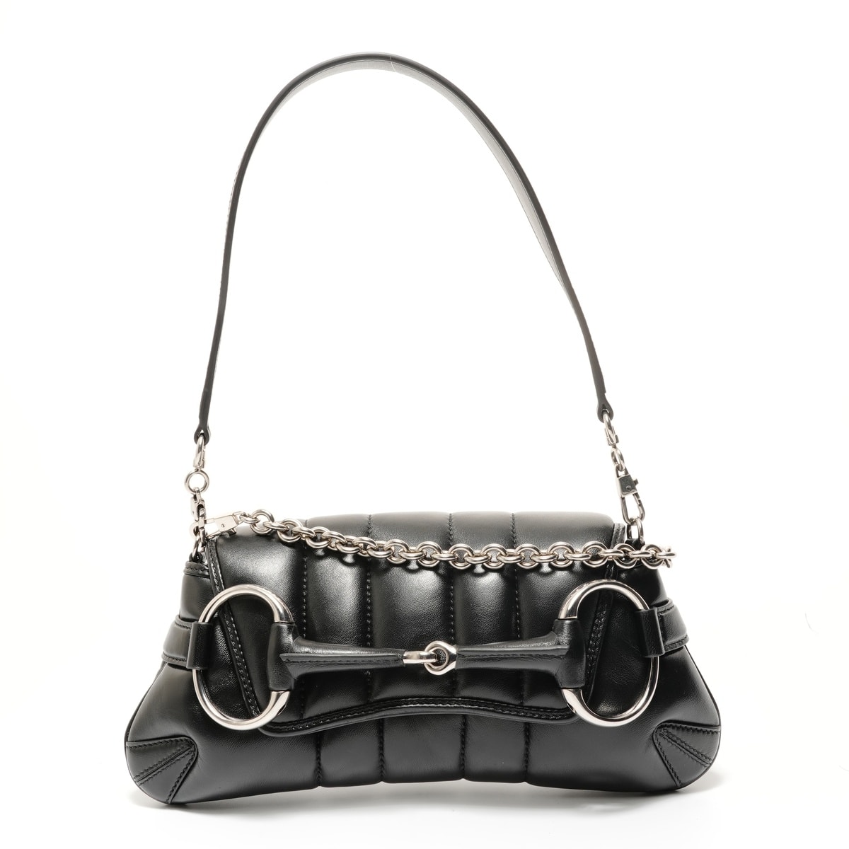 グッチ GUCCI スモールホースビット レザー ショルダーバッグ【中古】