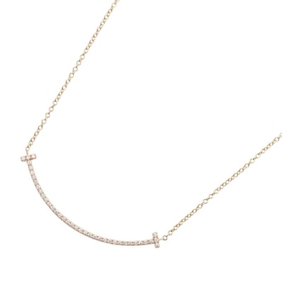ティファニー TIFFANY&CO Tスマイル ネックレス ダイヤ ネックレス ジュエリー K18PG(ピンクゴールド) ダイヤモンド レディース ゴールド系 / クリア系 63058815 【中古】
