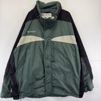 古着 コロンビア Columbia ジャケット マウンテン 大きいサイズ ワンポイント ナイロン 2XL グリーン メンズ