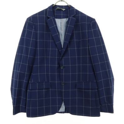 ZARA MAN ザラマン 格子柄 長袖 テーラードジャケット 54 ネイビー