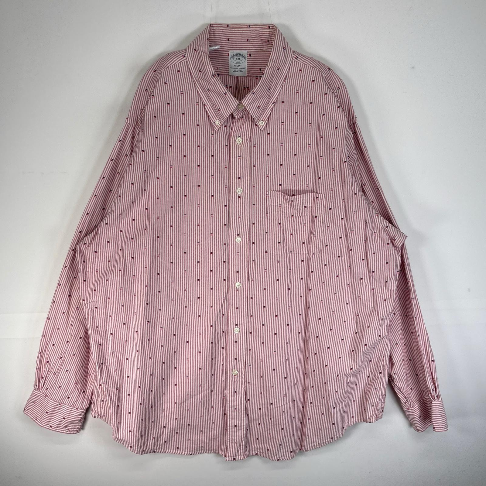 古着 ブルックスブラザーズ Brooks Brothers 長袖シャツ 胸ポケ 1818 REGENT 2XL  レッド系 総柄 メンズ