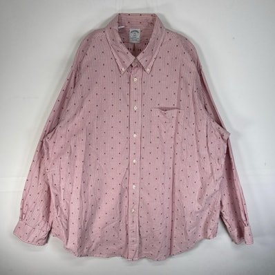古着 ブルックスブラザーズ Brooks Brothers 長袖シャツ 胸ポケ 1818 REGENT 2XL レッド系 総柄 メンズ