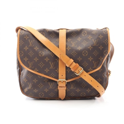 ルイ・ヴィトン LOUIS VUITTON ソミュール35 モノグラム ショルダーバッグ バッグ PVCコーティングキャンバス レザー レディース ブラウン系 M42254 【中古】