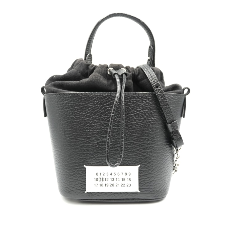 Maison Margiela(メゾン マルジェラ)5AC バケットバッグ スモール 2WAY ハンドバッグ ショルダーバッグ ブラック レザー キャンバス シルバー金具 レディース【中古】