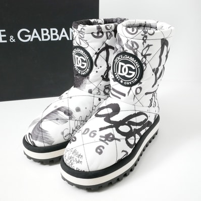 DOLCE&GABBANA ドルチェアンドガッバーナ ブーツ キルティング ショートブーツ DGラバーロゴ ブランド古着【中古】20260918/RB0938