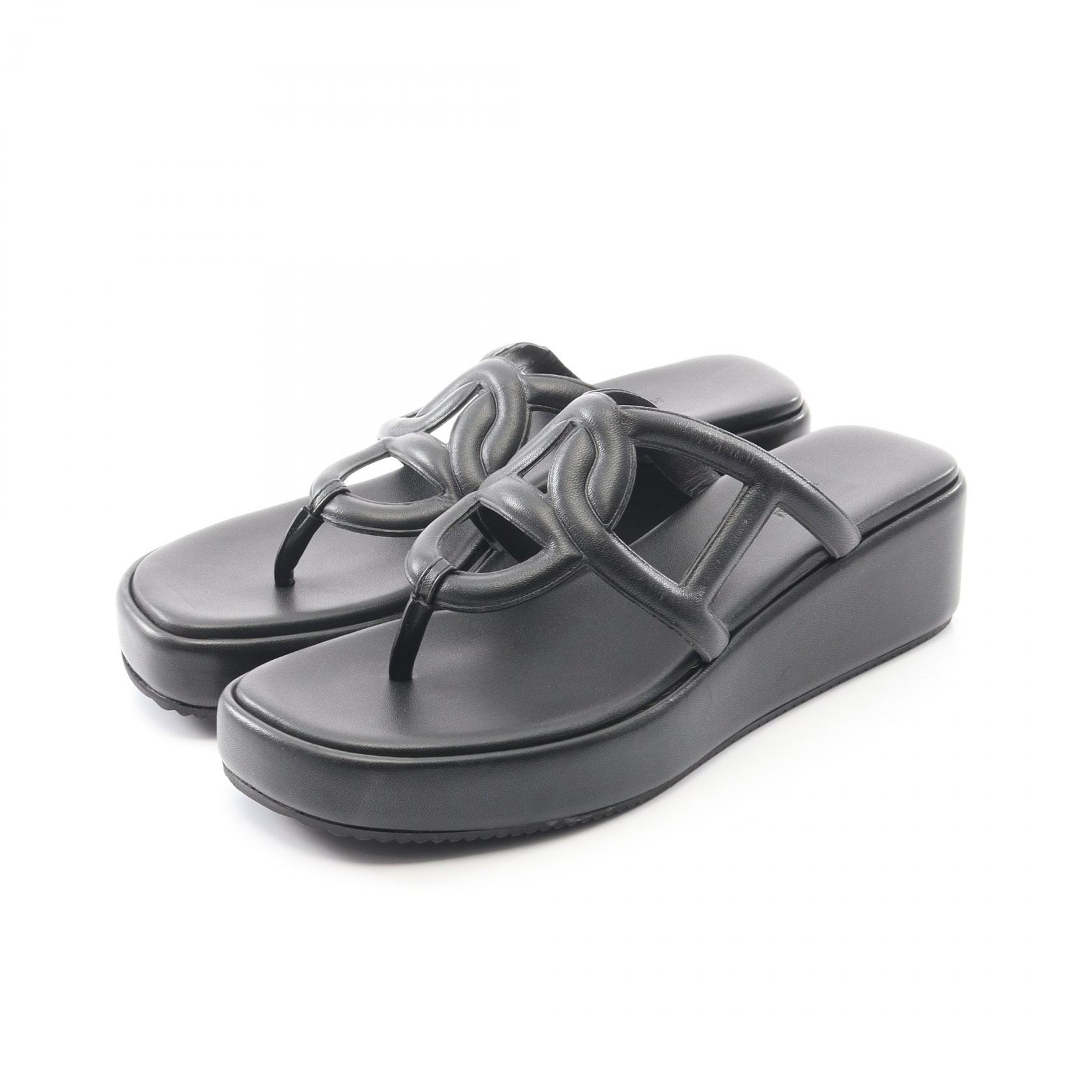 エルメス HERMES ジプシー サンダル 靴 レザー レディース ブラック系 【中古】