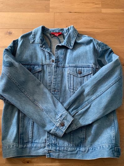 Supreme Inset Logo Denim Trucker Jacket "Blue"
