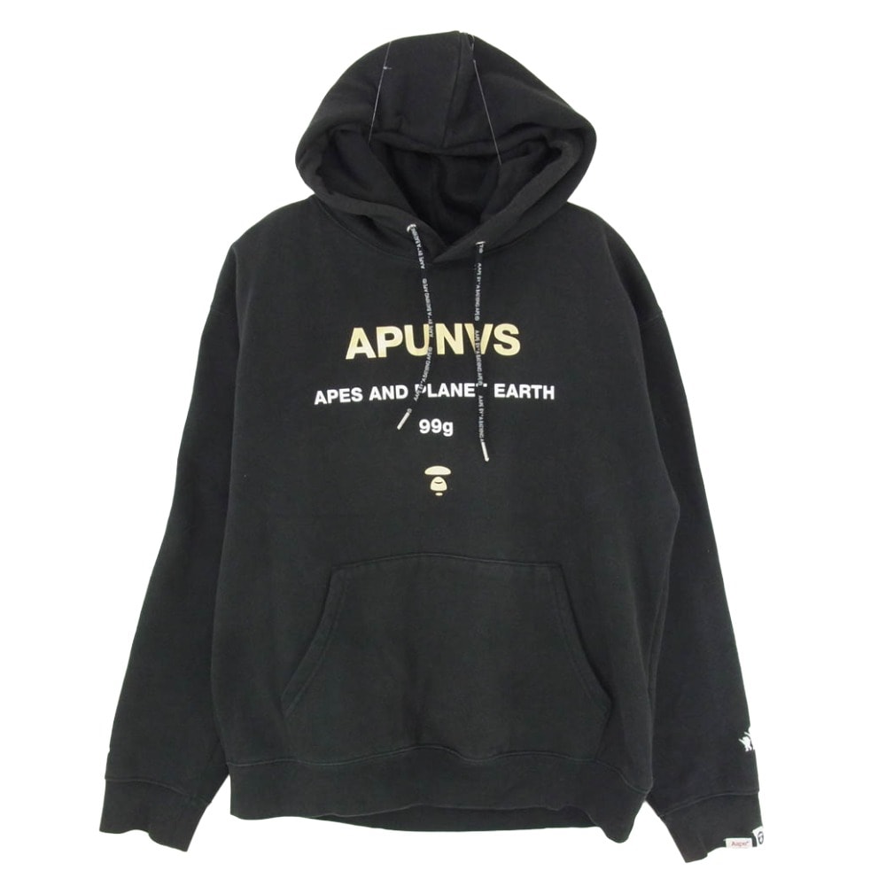 A BATHING APE アベイシングエイプ AAPSWM3879XXH Aape プリント スウェット プルオーバー パーカー ブラック系 S【中古】