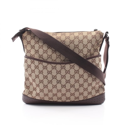 グッチ GUCCI GGキャンバス ショルダーバッグ バッグ キャンバス レザー レディース ベージュ系 / ブラウン系 145857 【中古】