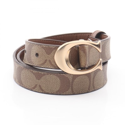 コーチ COACH シグネチャー ベルト 衣料品 レザー PVC レディース ベージュ系 / ブラウン系 C5716 【中古】