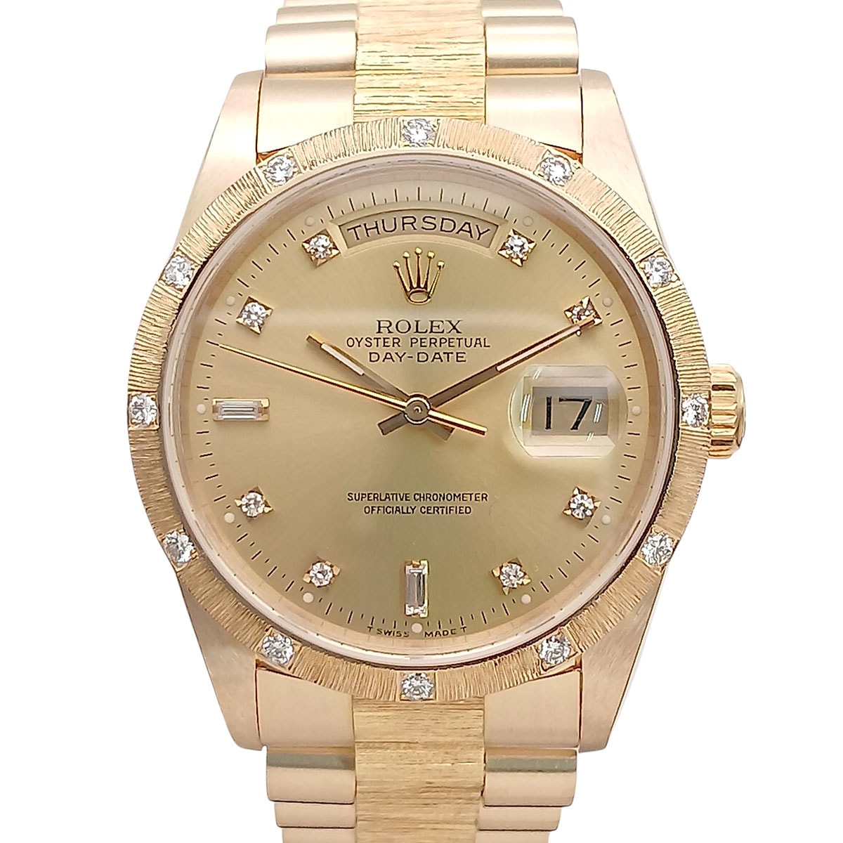 ROLEX ロレックス デイデイト DAY DATE ダイヤ バーグベゼル K18YG イエローゴールド L番 腕時計 18308A K18イエローゴールド ゴールド  メンズ【中古】