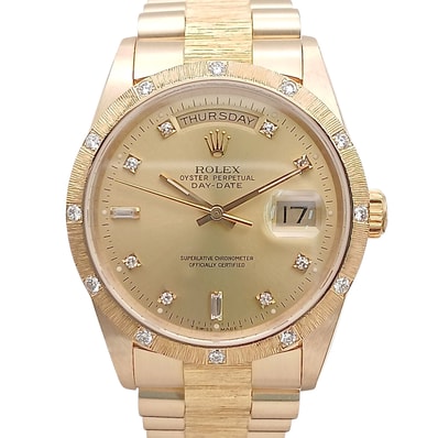 ROLEX ロレックス デイデイト DAY DATE ダイヤ バーグベゼル K18YG イエローゴールド L番 腕時計 18308A K18イエローゴールド ゴールド メンズ【中古】