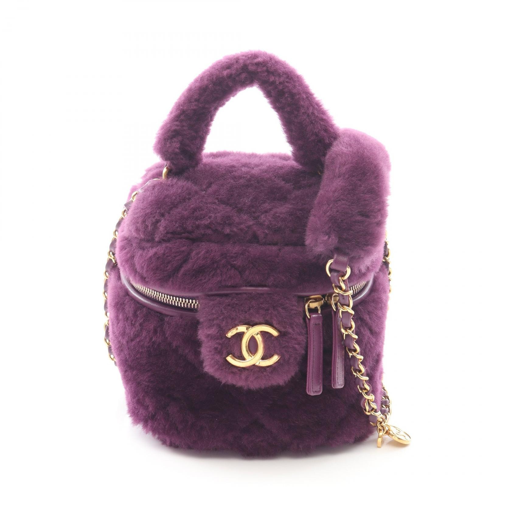 シャネル CHANEL マトラッセ バニティ ショルダーバッグ バッグ ラムスキン(羊革) シアリング レディース パープル系 【中古】