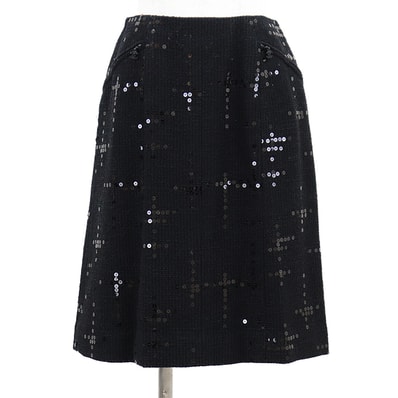 SALE【美品】CHANEL シャネル ヴィンテージ スカート スパンコール サイズ 38 レディース 02A P19746 COCOマーク ロゴ チャーム ボトムス ブラック 黒 フランス製 カール・ラガーフェルド期