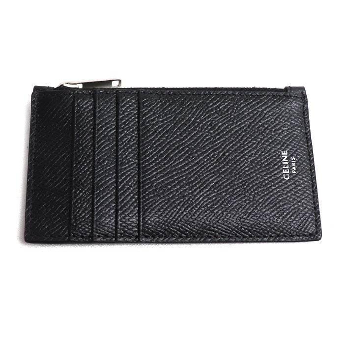CELINE セリーヌ ジップ付きコンパクト カードホルダー コインケース ブラック 10B683GTH.38SI メンズ【中古】【美品】