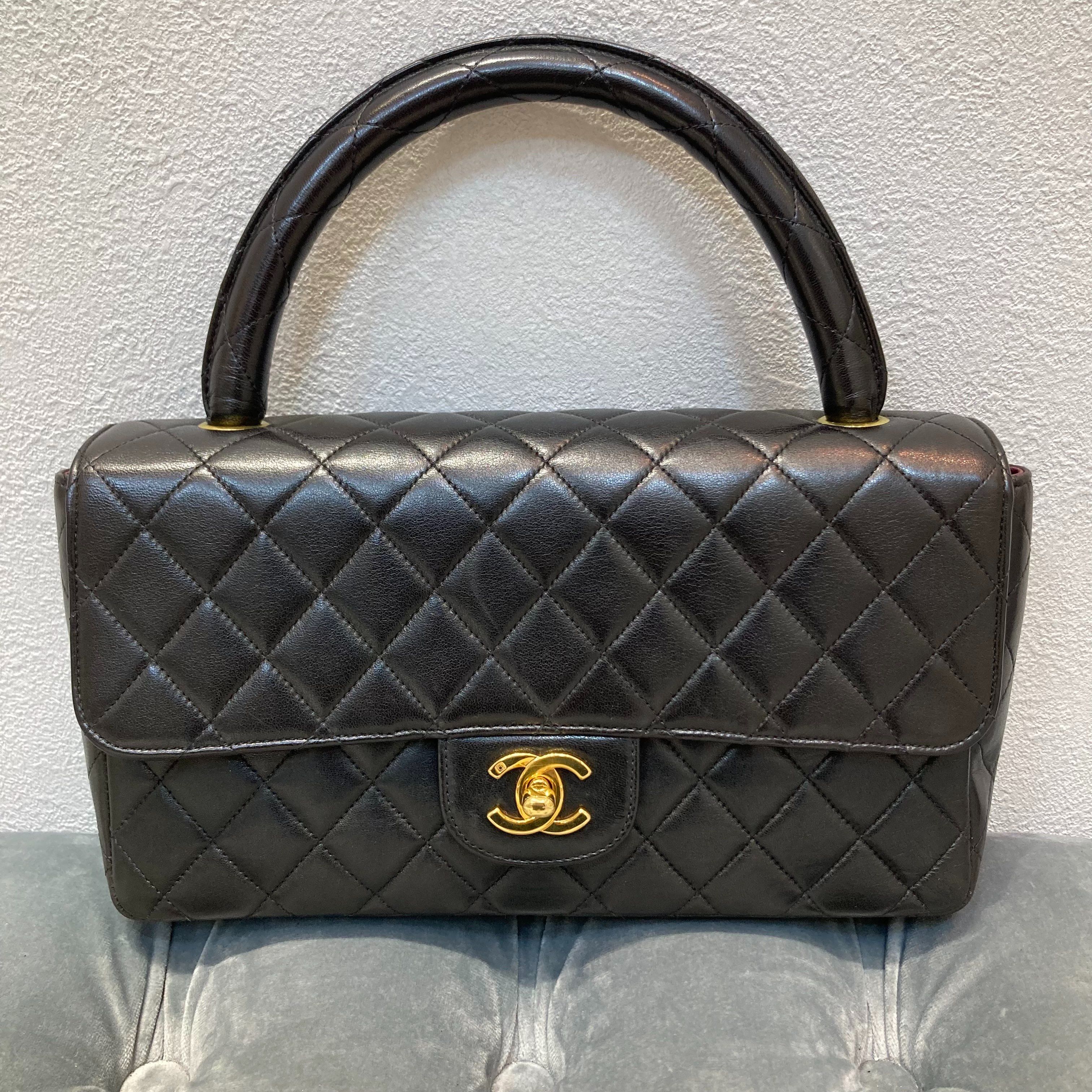 CHANEL マトラッセ ラムスキン ハンドバッグ ブラック 親子バッグ 親のみ