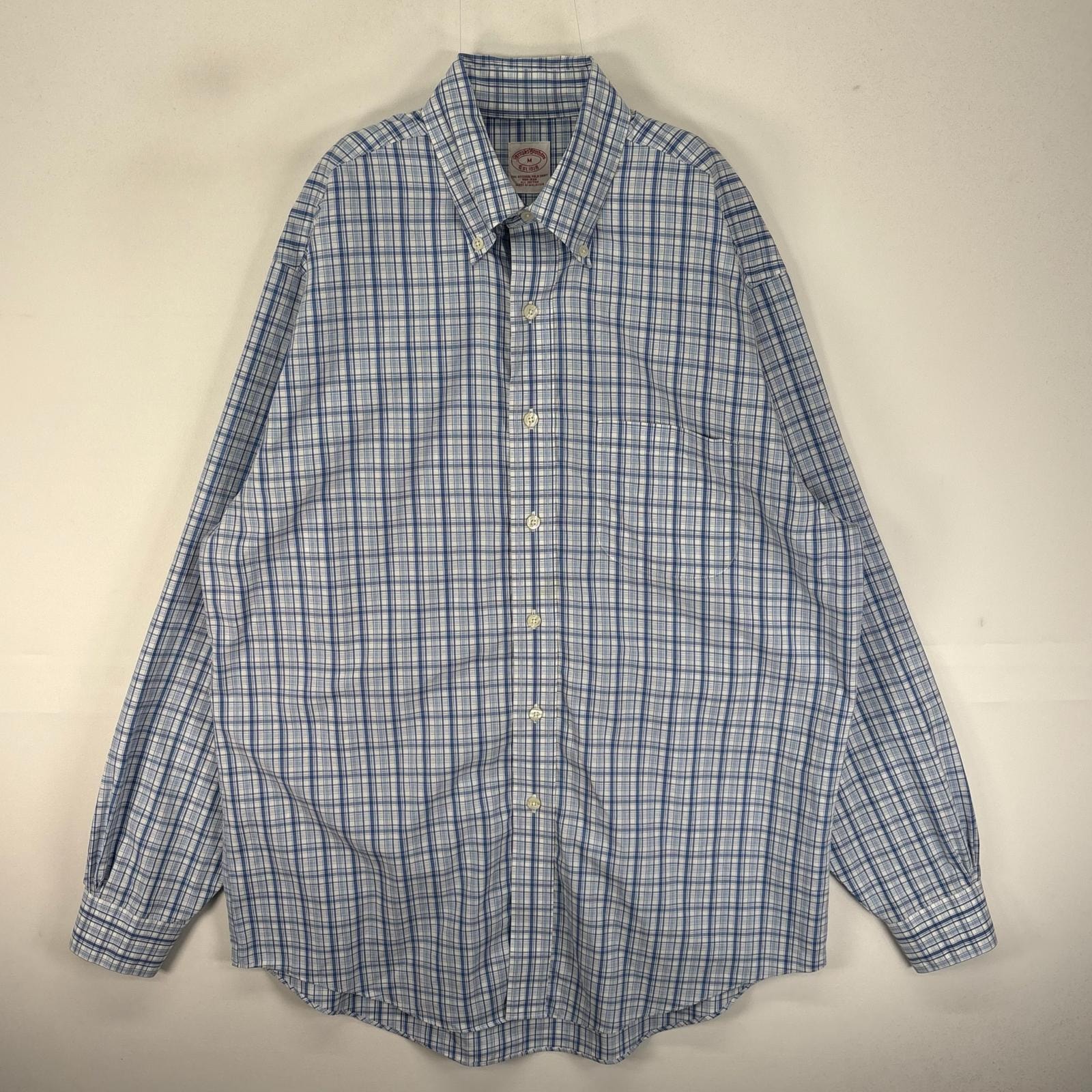 古着 ブルックスブラザーズ Brooks Brothers 長袖シャツ ボタンダウン 胸ポケット M  ブルー系 チェック メンズ