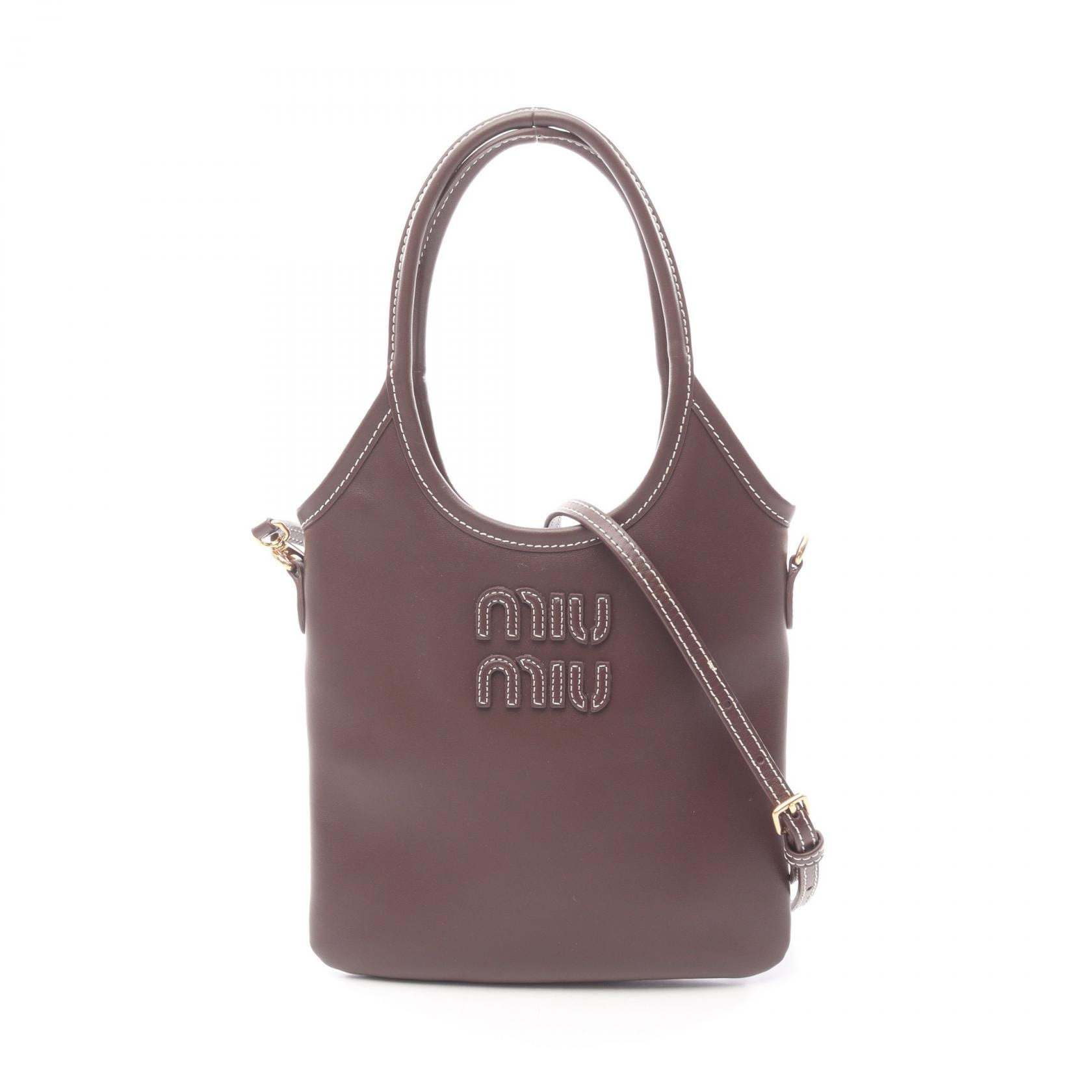ミュウ ミュウ Miu Miu IVY アイビー ハンドバッグ バッグ レザー レディース ブラウン系 5BA281 【中古】