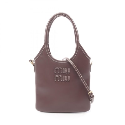 ミュウ ミュウ Miu Miu IVY アイビー ハンドバッグ バッグ レザー レディース ブラウン系 5BA281 【中古】