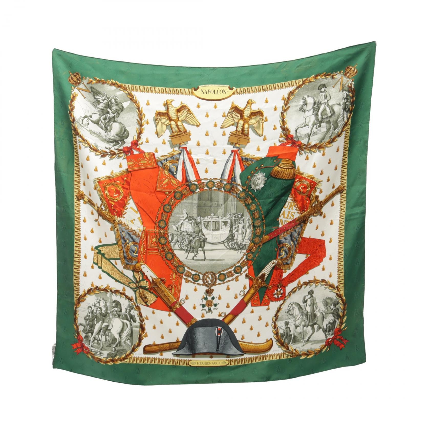 エルメス HERMES カレ90 NAPOLEON スカーフ 衣料品 シルク シルク レディース グリーン系 / マルチカラー 【中古】