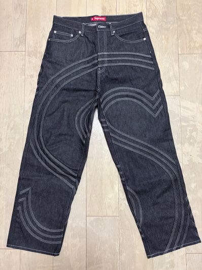 Supreme S Logo Rigid Baggy Jean "Rigid Black"