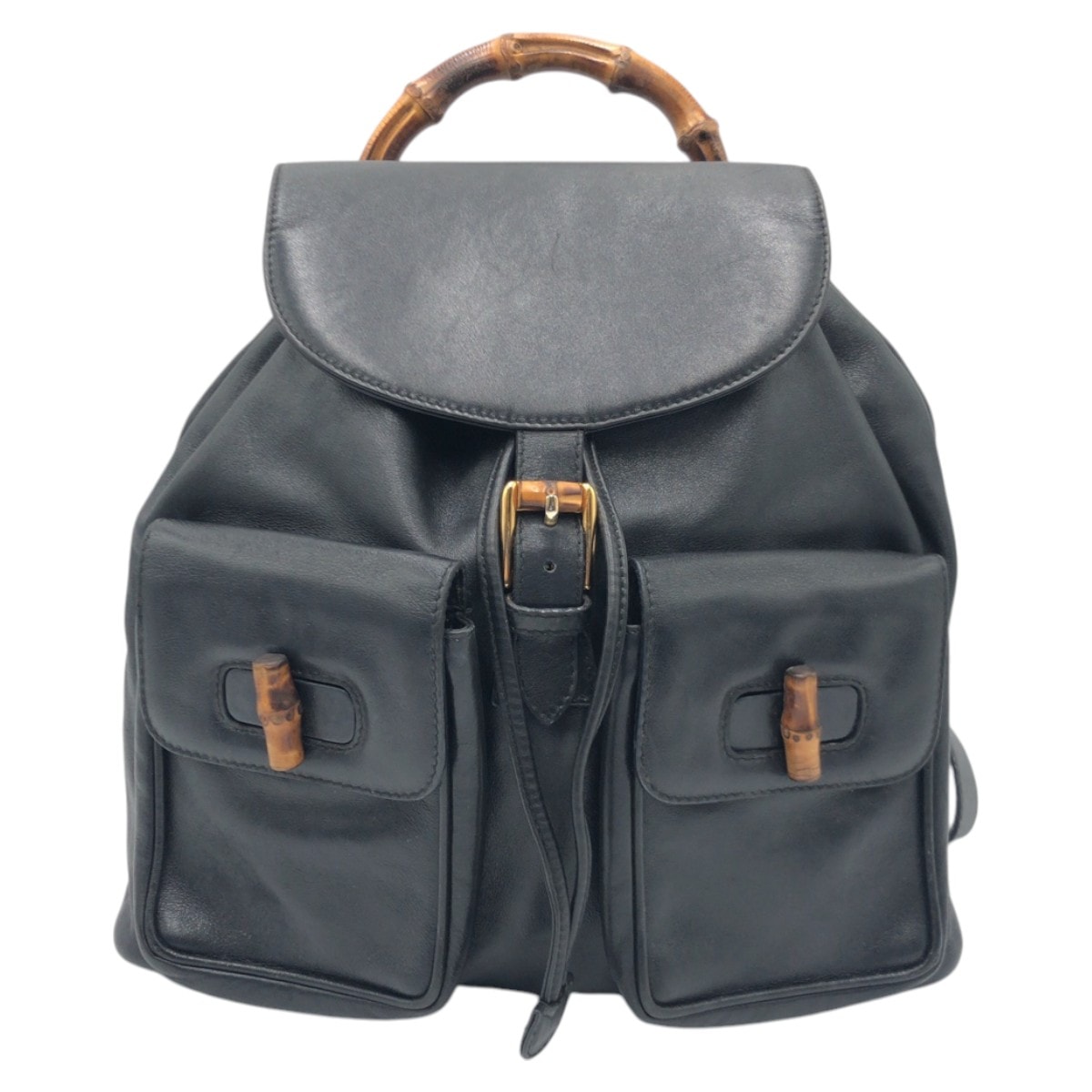 GUCCI グッチ バンブー ブラック 黒 レザー リュックサック バックパック 男女兼用 603082 【中古】