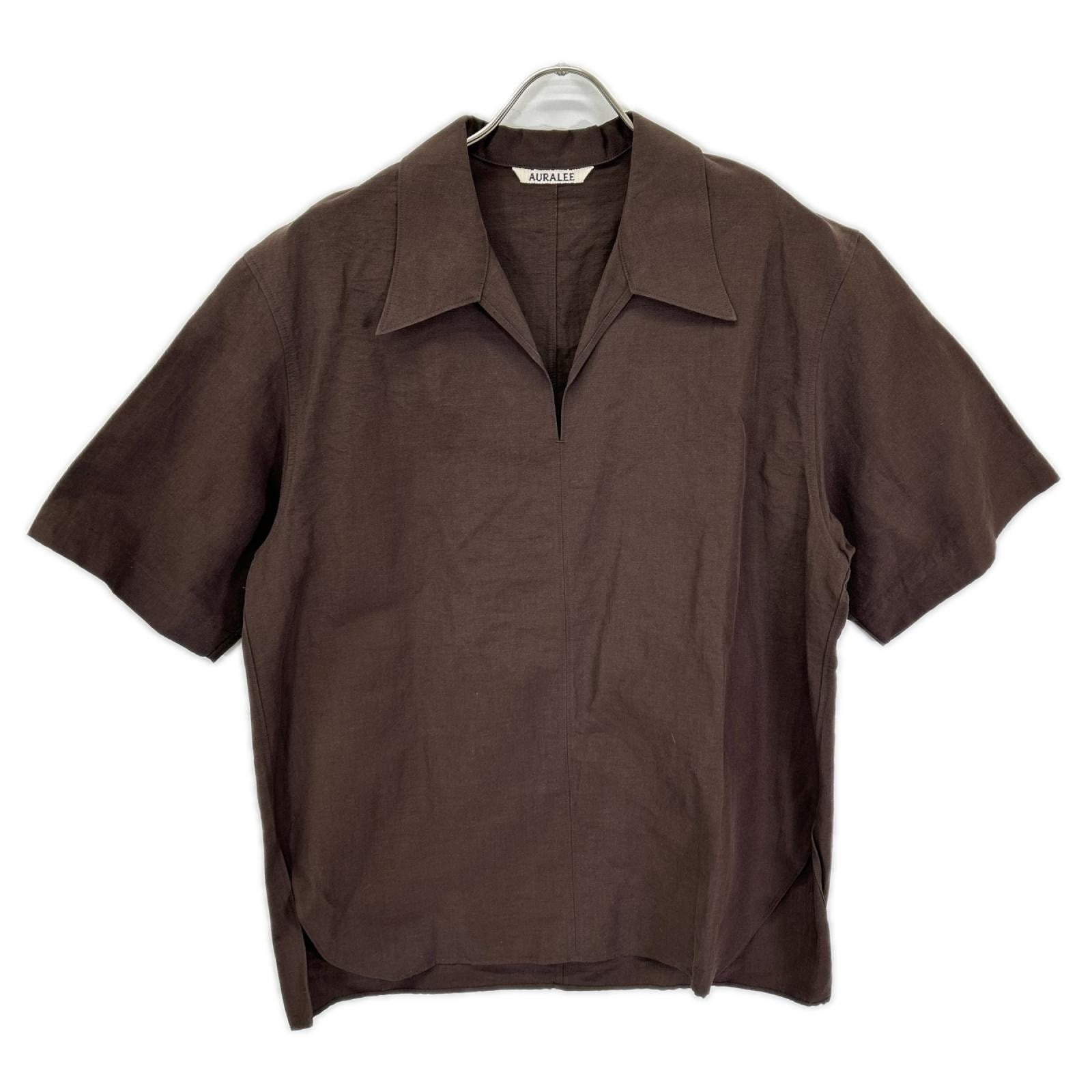 オーラリー A23SS04LW ブラウン 23SS High Density Finx Linen Weather Half Sleeve Shirt 1