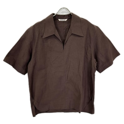 オーラリー A23SS04LW ブラウン 23SS High Density Finx Linen Weather Half Sleeve Shirt 1