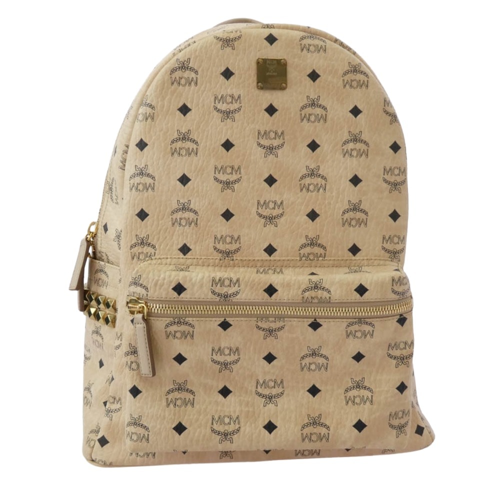 MCM エム・シー・エム バックパック サイド スタッズ バッグ パック ベージュ系【中古】