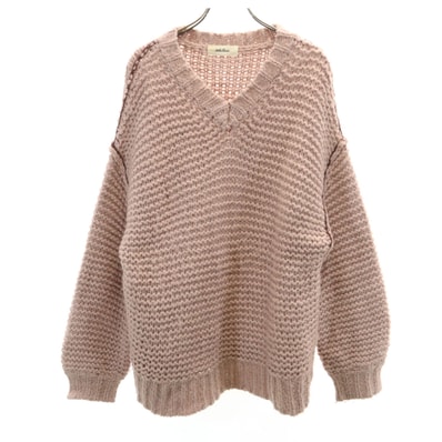 Mila Owen ミラオーウェン 長袖 Vネック セーター F ピンク ニット
