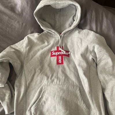 Supreme Cross Box Logo Hooded Sweatshirt "Grey"