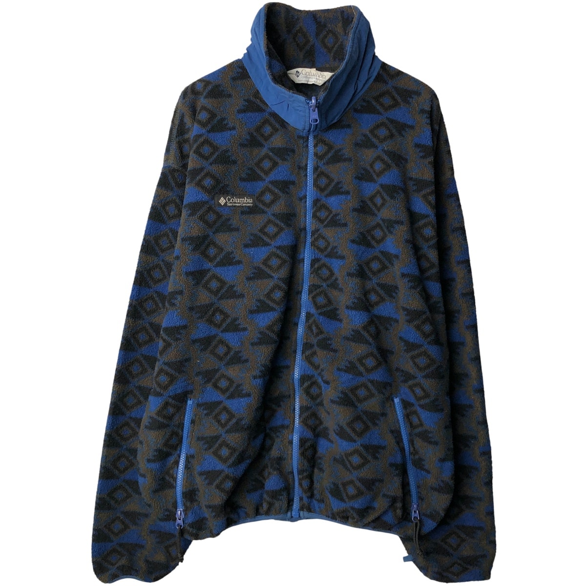 古着 90年代 コロンビア Columbia 白タグ 総柄 フリースジャケット USA製 メンズL相当 ヴィンテージ/eaa603752