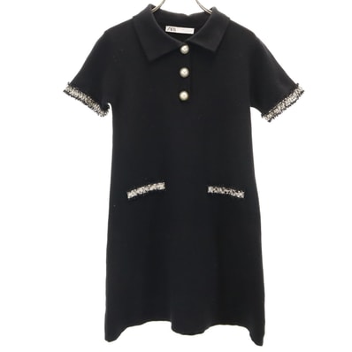 ZARA ザラ 半袖 ニット ミニワンピース S ブラック