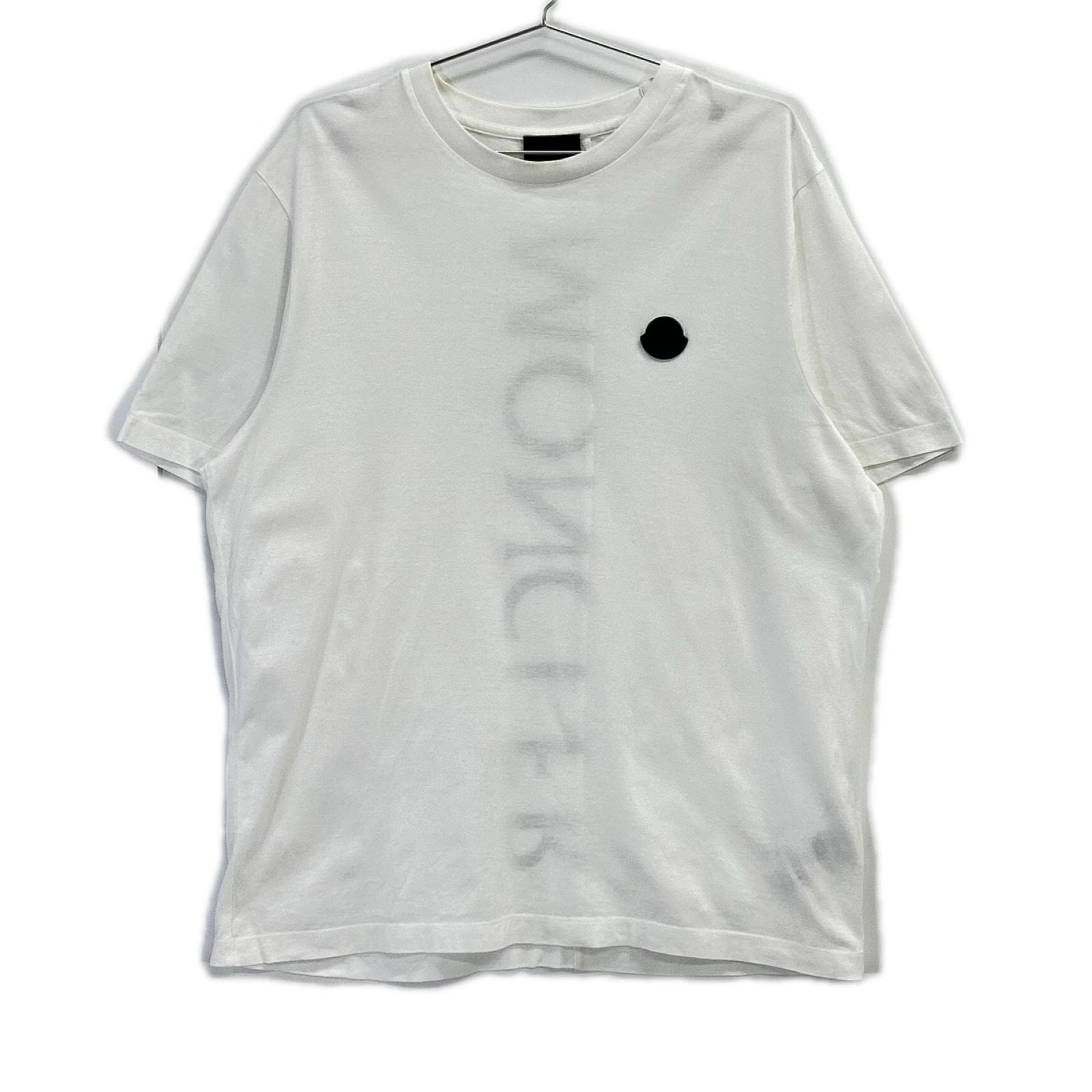 モンクレール 20年製 ホワイト×ブラック ラバーワッペン MAGLIA Tシャツ L