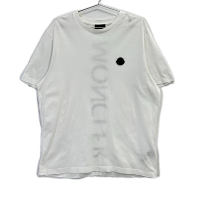 モンクレール 20年製 ホワイト×ブラック ラバーワッペン MAGLIA Tシャツ L