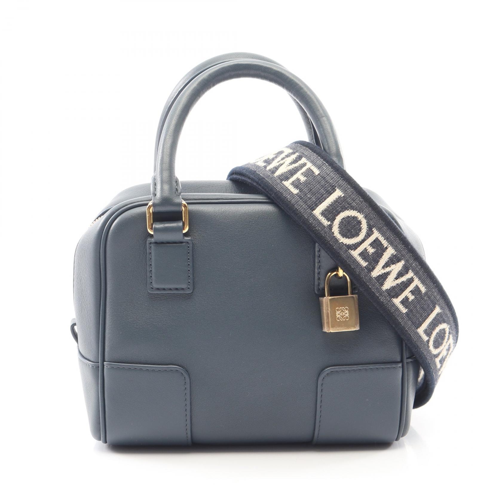 ロエベ LOEWE アマソナ16 スクエア ハンドバッグ バッグ レザー レディース ブルー系 【中古】