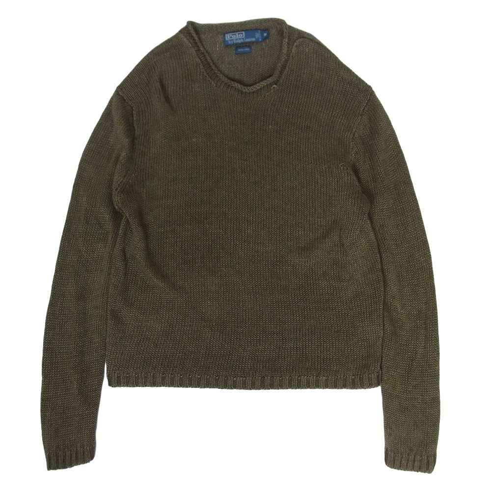 POLO RALPH LAUREN ポロ・ラルフローレン ニット 90s リネン ニット セーター カーキ系 M【中古】