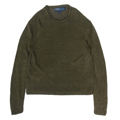 POLO RALPH LAUREN ポロ・ラルフローレン ニット 90s リネン ニット セーター カーキ系 M【中古】