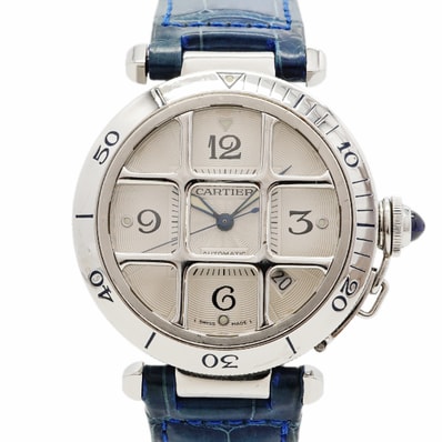 ★SALE【6wgd0296】カルティエ パシャグリッド W3104055 シルバー文字盤【中古】腕時計 メンズ
