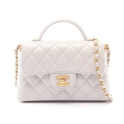 シャネル CHANEL マトラッセ トップハンドル 2WAY ショルダーバッグ バッグ ラムスキン(羊革) レディース グレー系 AS5355 【中古】
