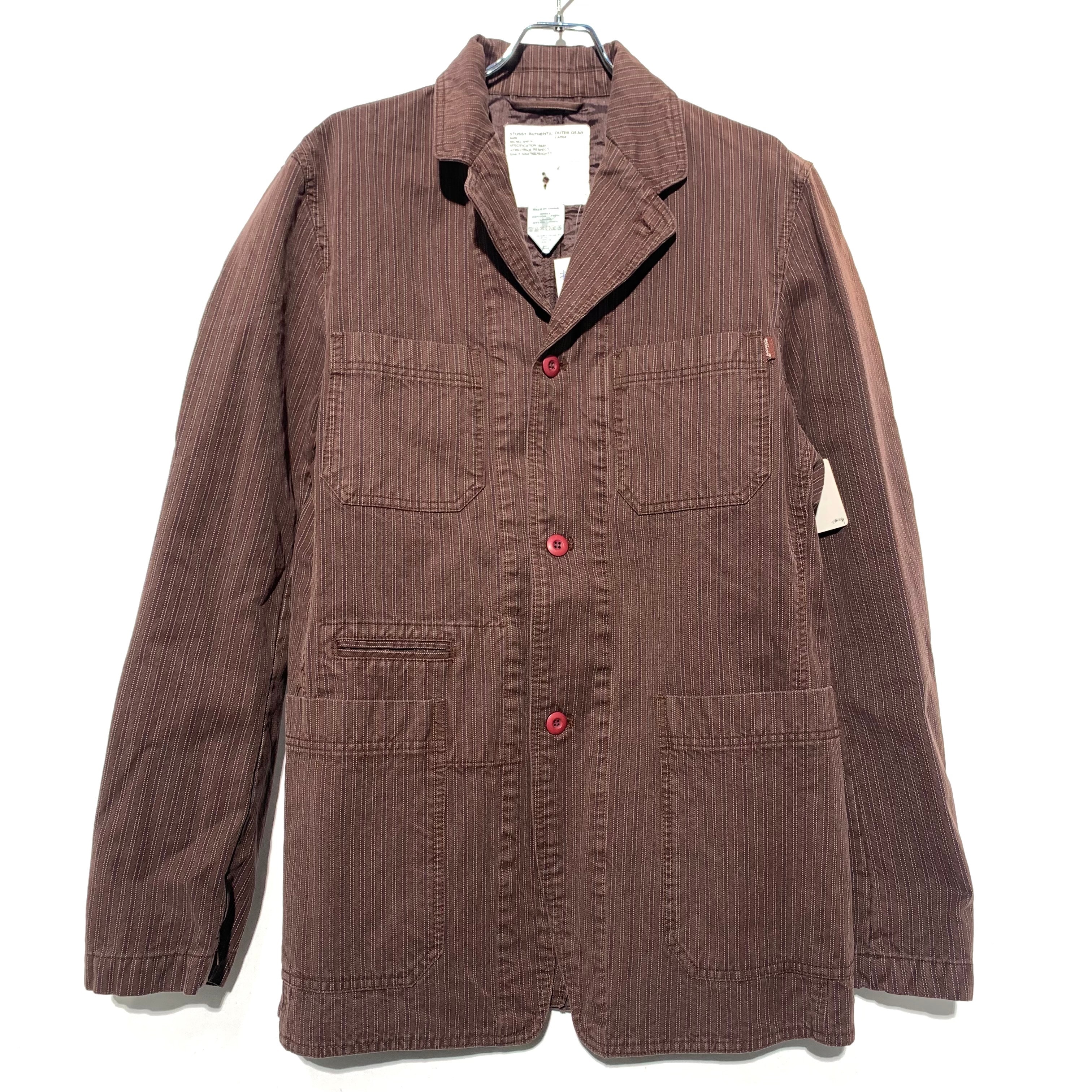 STUSSY STRIPE MILITARY JACKET Brown