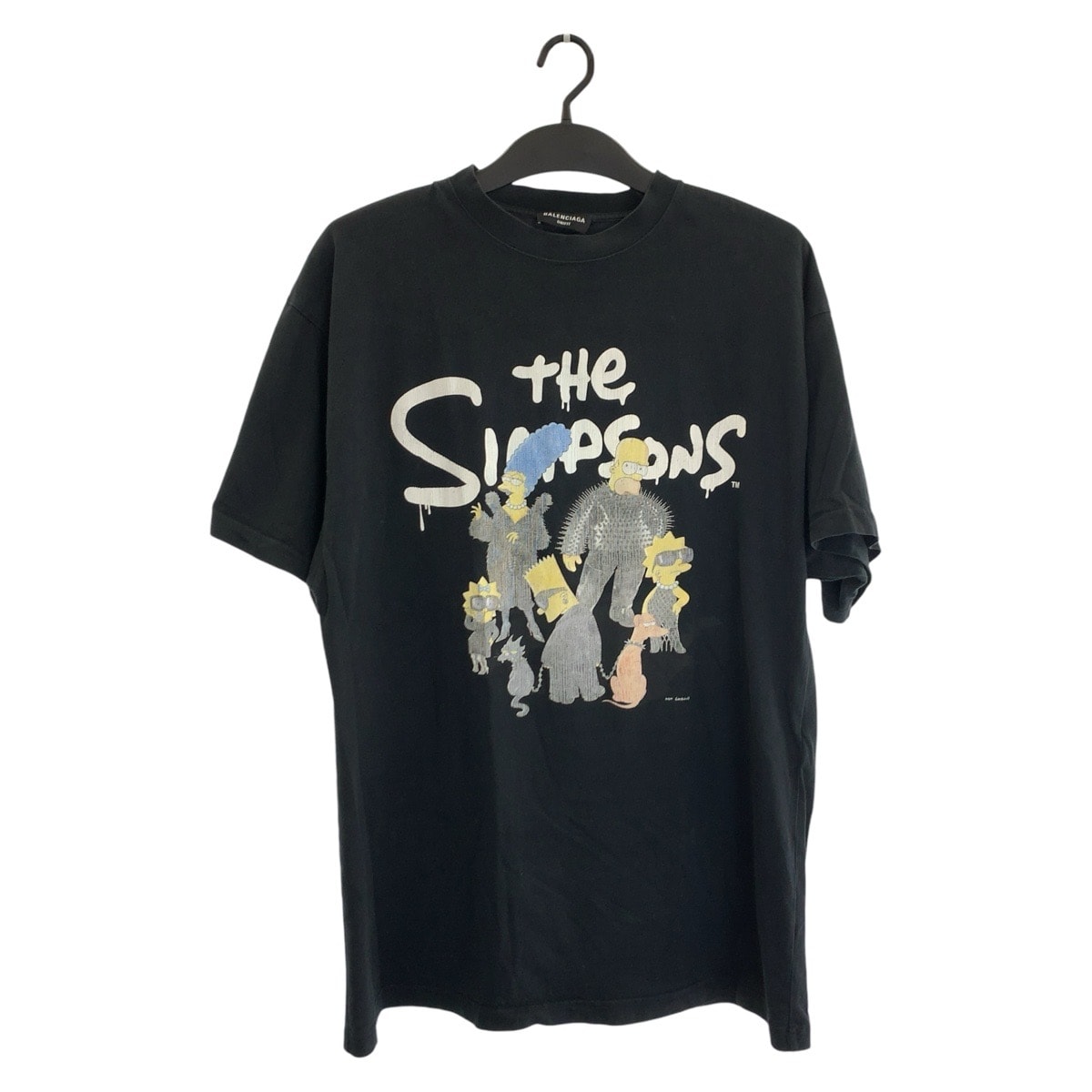 美品 BALENCIAGA バレンシアガ シンプソンズ サイズL ブラック 黒 コットン 半袖Tシャツ クルーネック 604010 【中古】