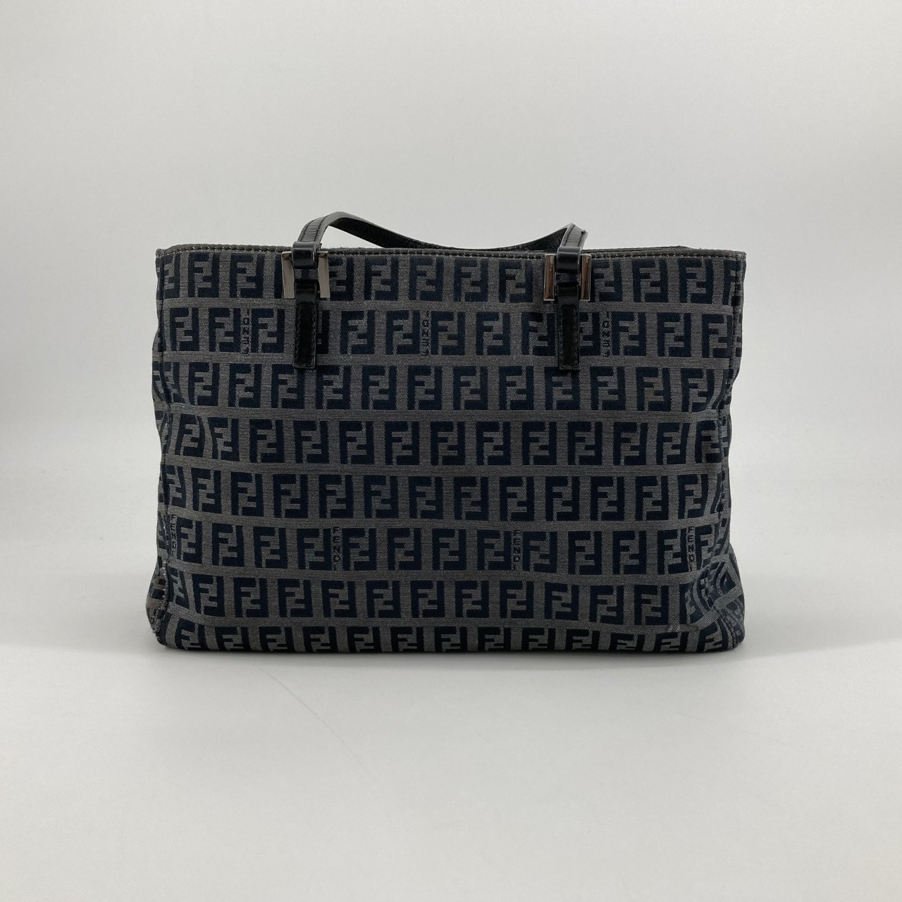 FENDI(フェンディ) ズッキーノ ミニ キャンバス  / レザー 8BH072 トートバッグ ブラック×グレー