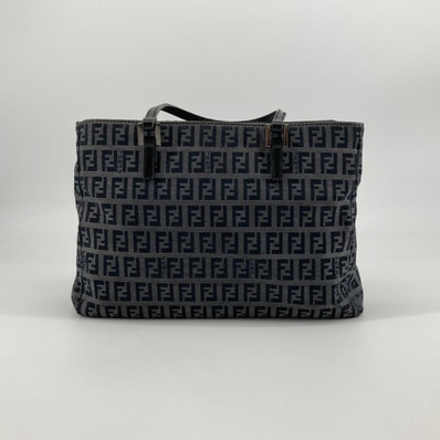 FENDI(フェンディ) ズッキーノ ミニ キャンバス / レザー 8BH072 トートバッグ ブラック×グレー
